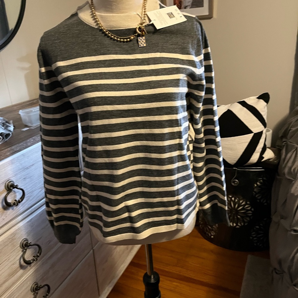 Grace Karin Striped reversible sweater small
